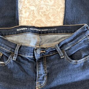 Old Navy Long Boyfriend Shasta Jeans Stretch Blue Sz 4 Gorgeous